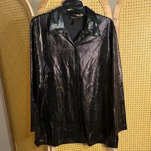 Ashley Stewart Black Metallic Blouse